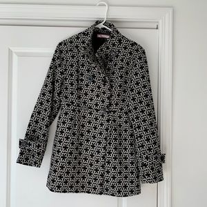 Pura Vida Floral Black & White Pea Coat